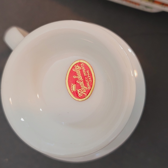 MCM Royal Sealy Japan 1960s Flower Set of 4 Stack Mugs Tea Cups and Plates RARE - Picture 4 of 14